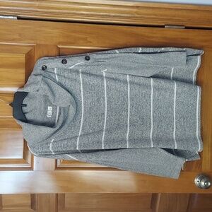 Maurices Gray & White Striped Cowl Neck Sweater